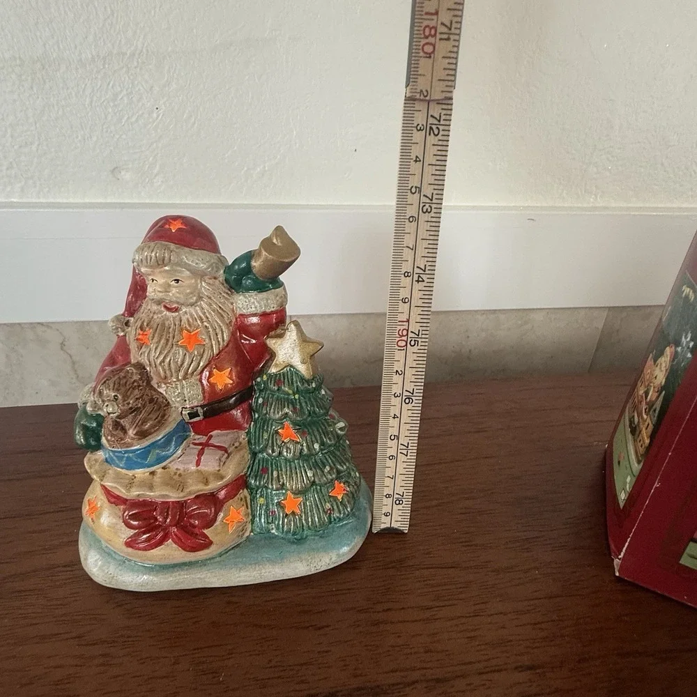 Santa Decoration Ceramic Vintage Christmas‎ Village Toy Bag Teddy Bear.
